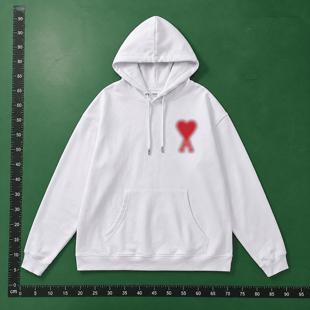 Ami Paris Hoodie QC: Check Embroidery, Cuffs, Size