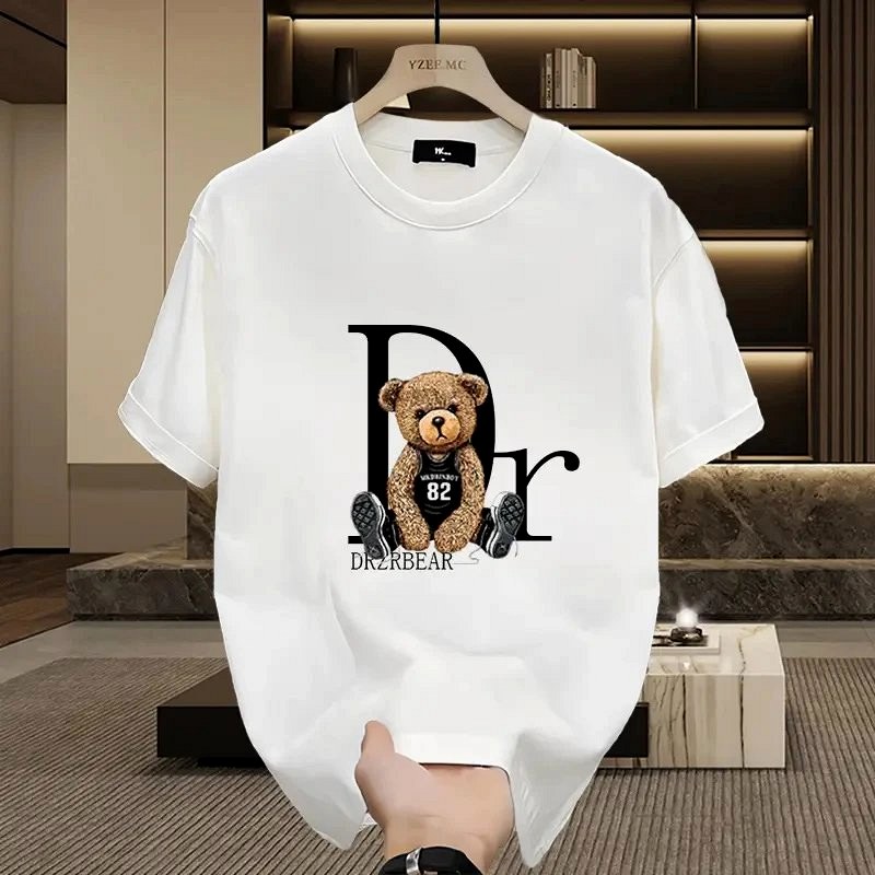 Dior Bear Graphic White T-Shirt Review: Loose Cut, 230g Cotton, Hot-Transfer Print