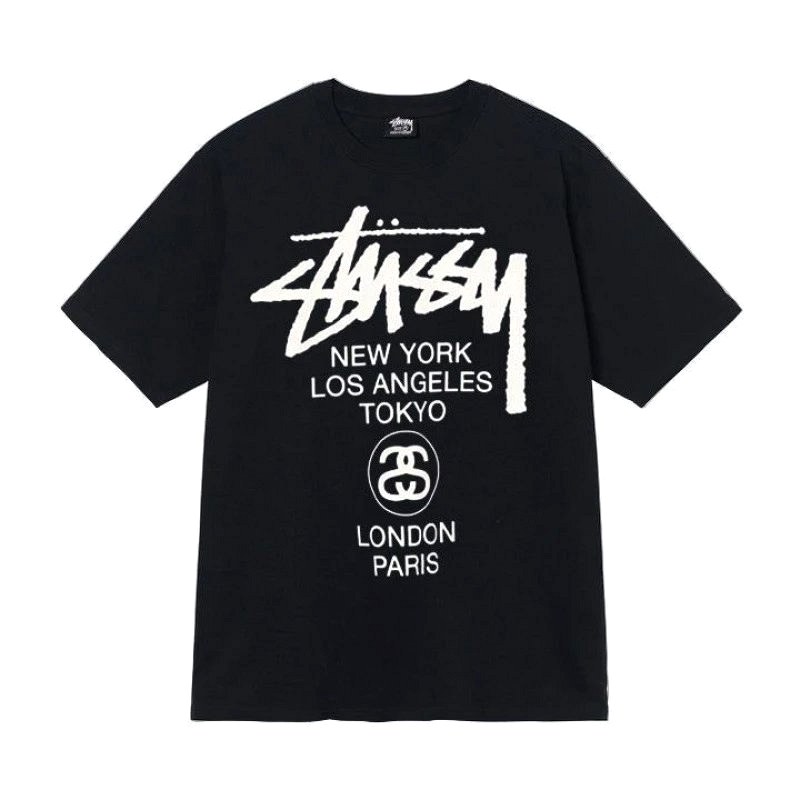 Stussy Letter-Print Black T-Shirt Review: Loose Fit, 250–300 gsm Cotton